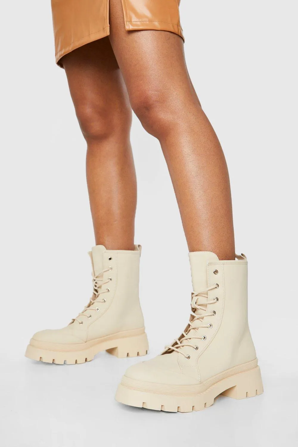 Chunky Rubber Toe Cap Combat Boots