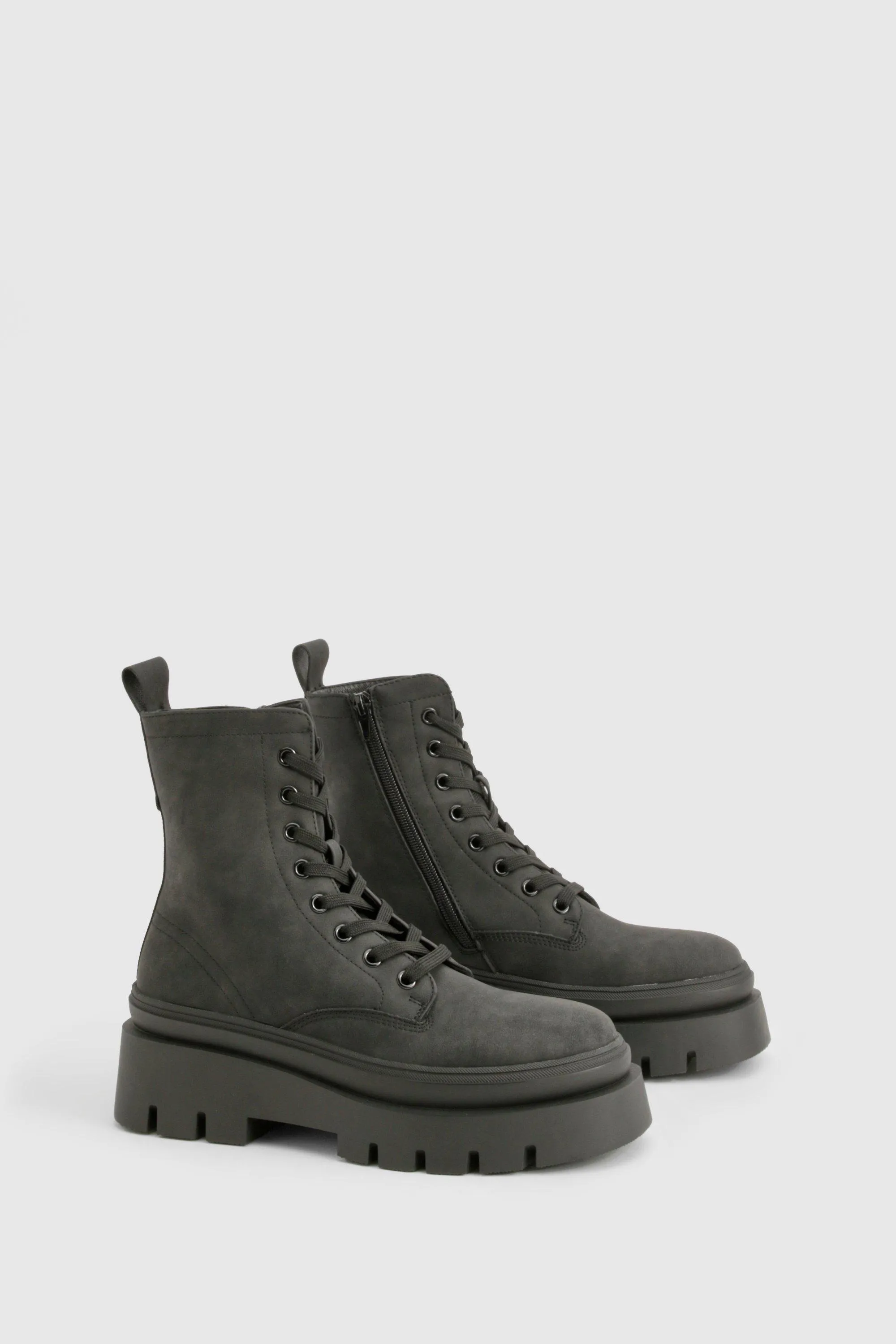 Chunky Sole Lace Up Combat Boots