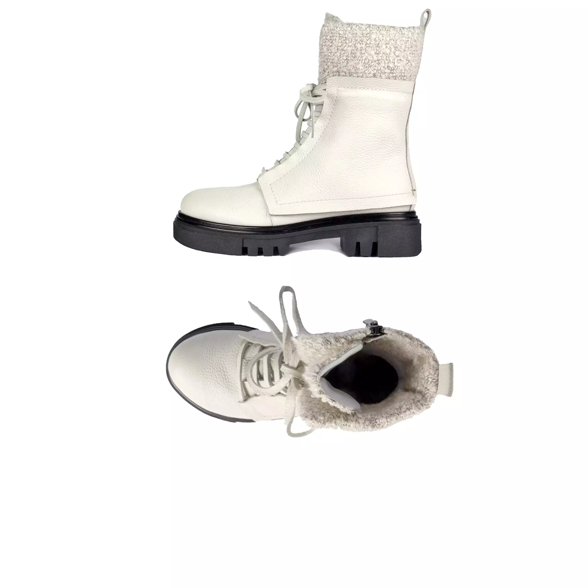 Combat Boot Cervo/Lana Ricciolina Chalk White