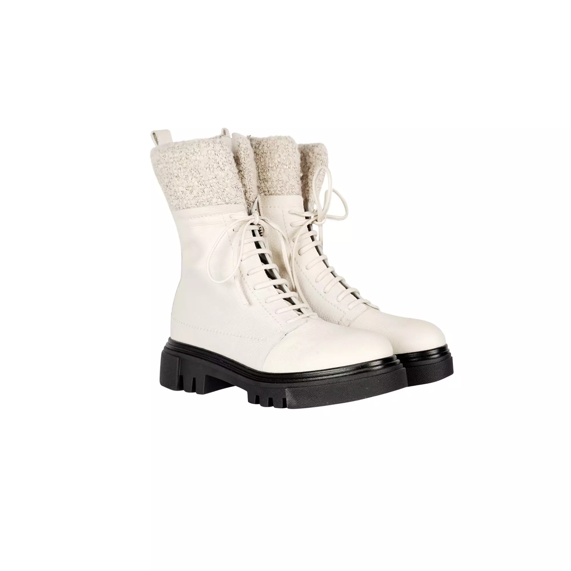 Combat Boot Cervo/Lana Ricciolina Chalk White