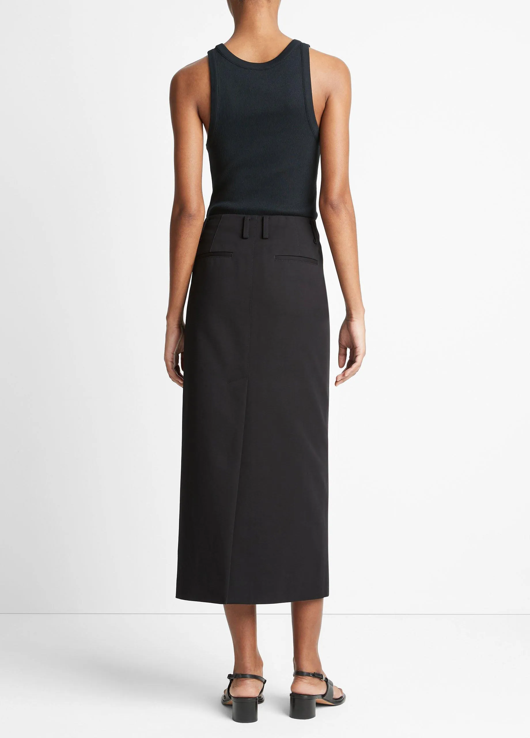 Cotton Low-Rise Straight Trouser Skirt