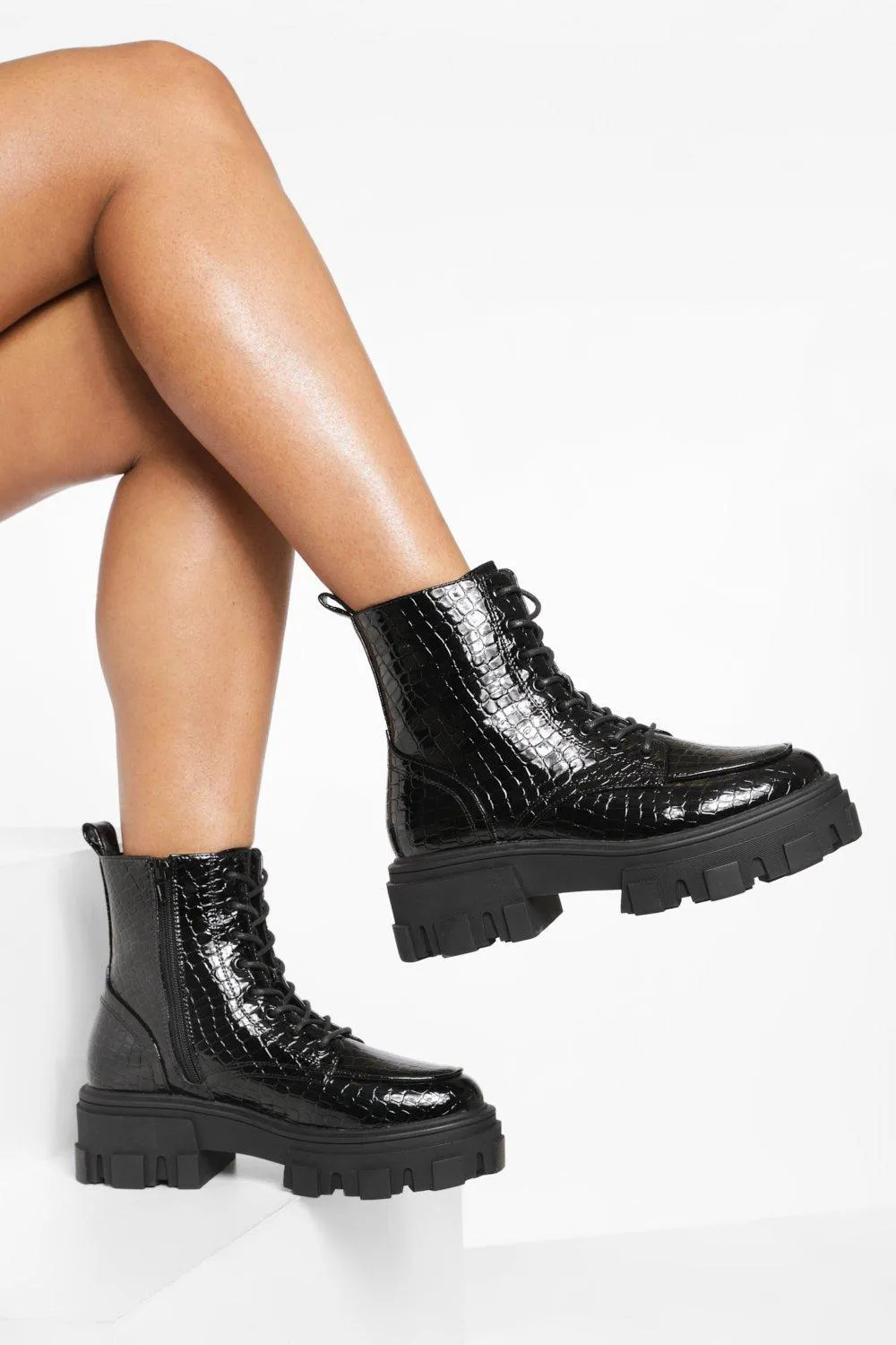 Croc Extreme Chunky Sole Combat Boots