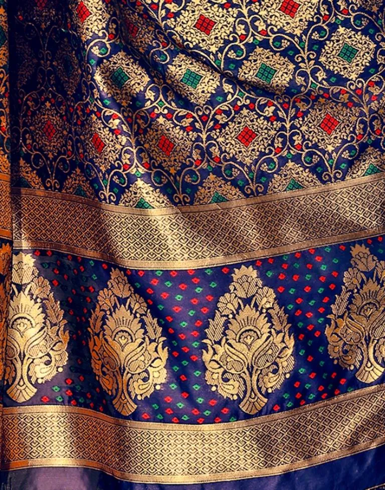 Dark Blue Silk Plain Sarees