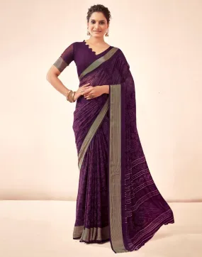 Deep Purple Georgette Bandhani Sarees