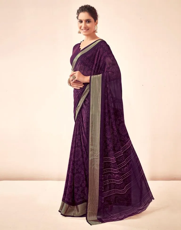 Deep Purple Georgette Bandhani Sarees