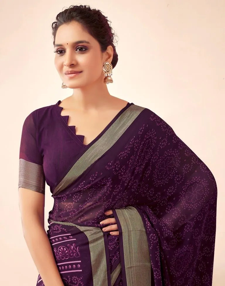 Deep Purple Georgette Bandhani Sarees