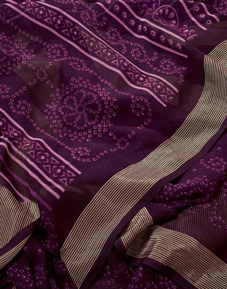 Deep Purple Georgette Bandhani Sarees