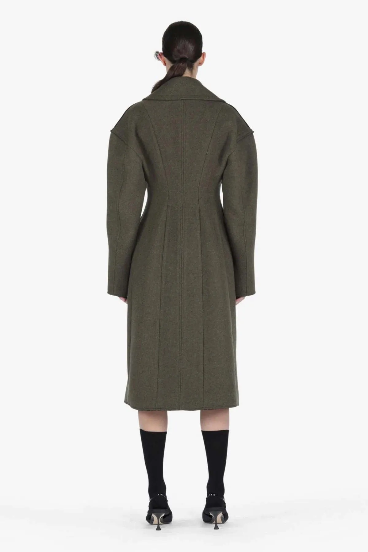 Double Breasted Coat - Khaki Green