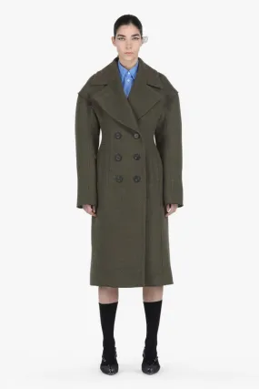 Double Breasted Coat - Khaki Green