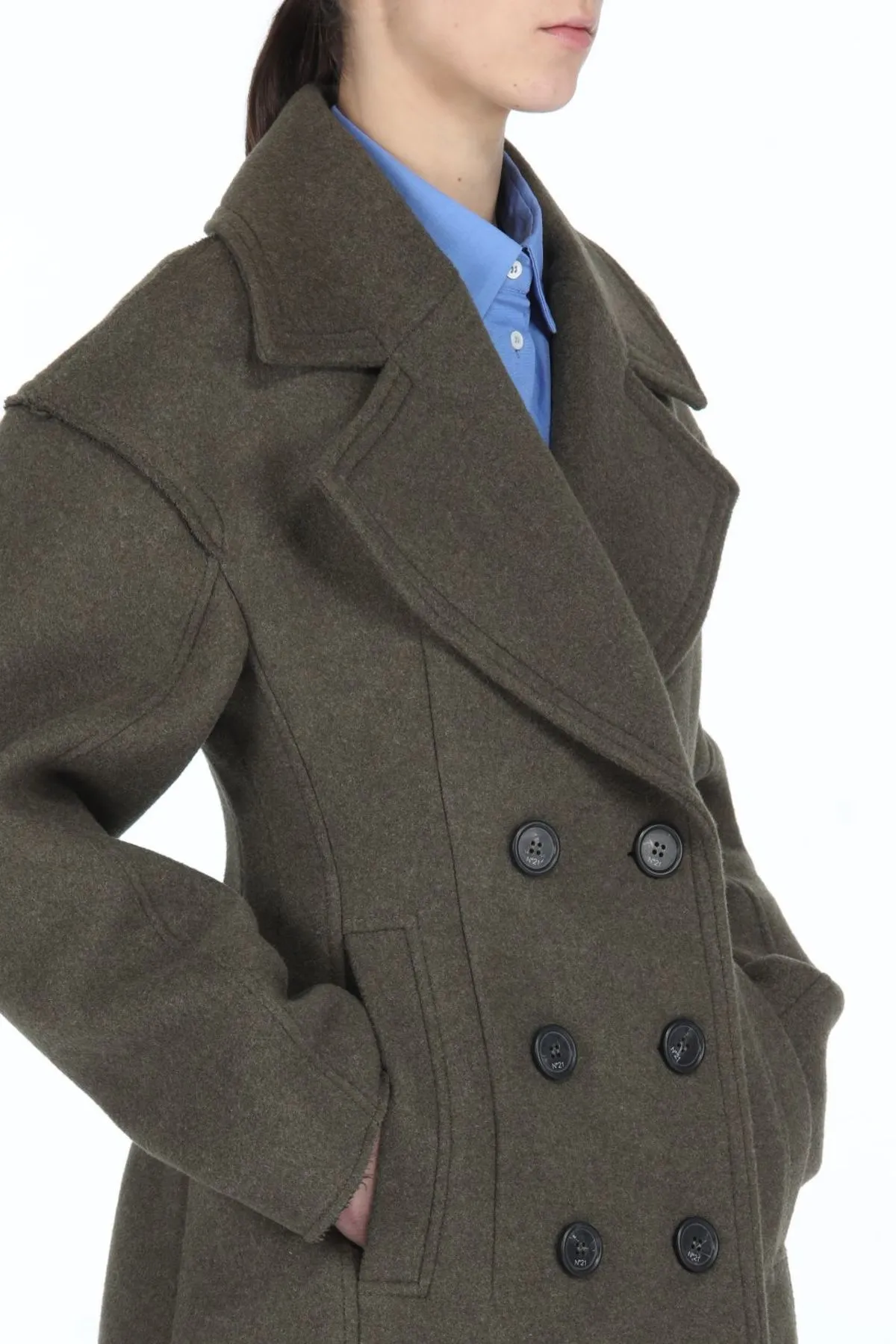 Double Breasted Coat - Khaki Green