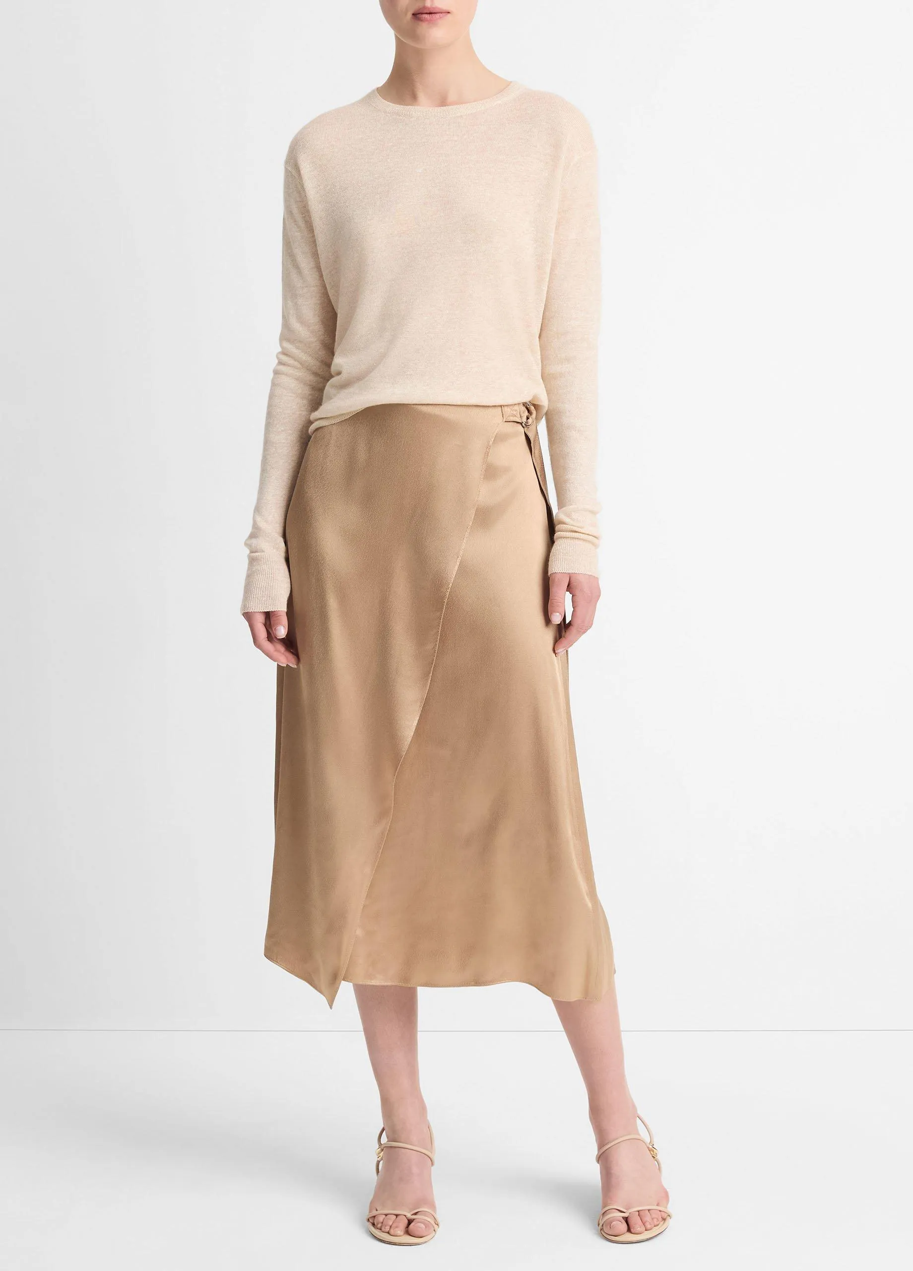 Draped D-Ring Wrap Skirt