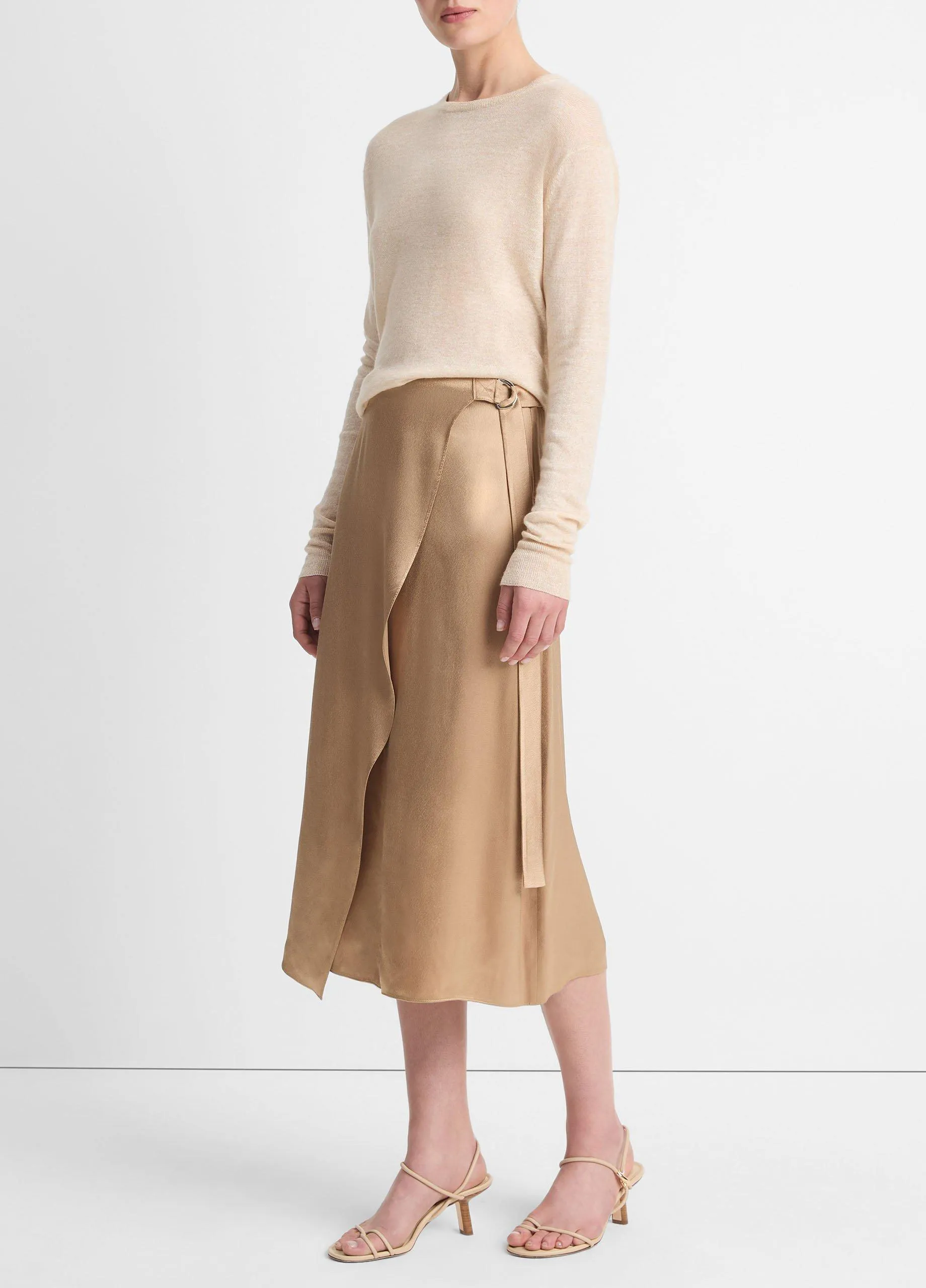 Draped D-Ring Wrap Skirt