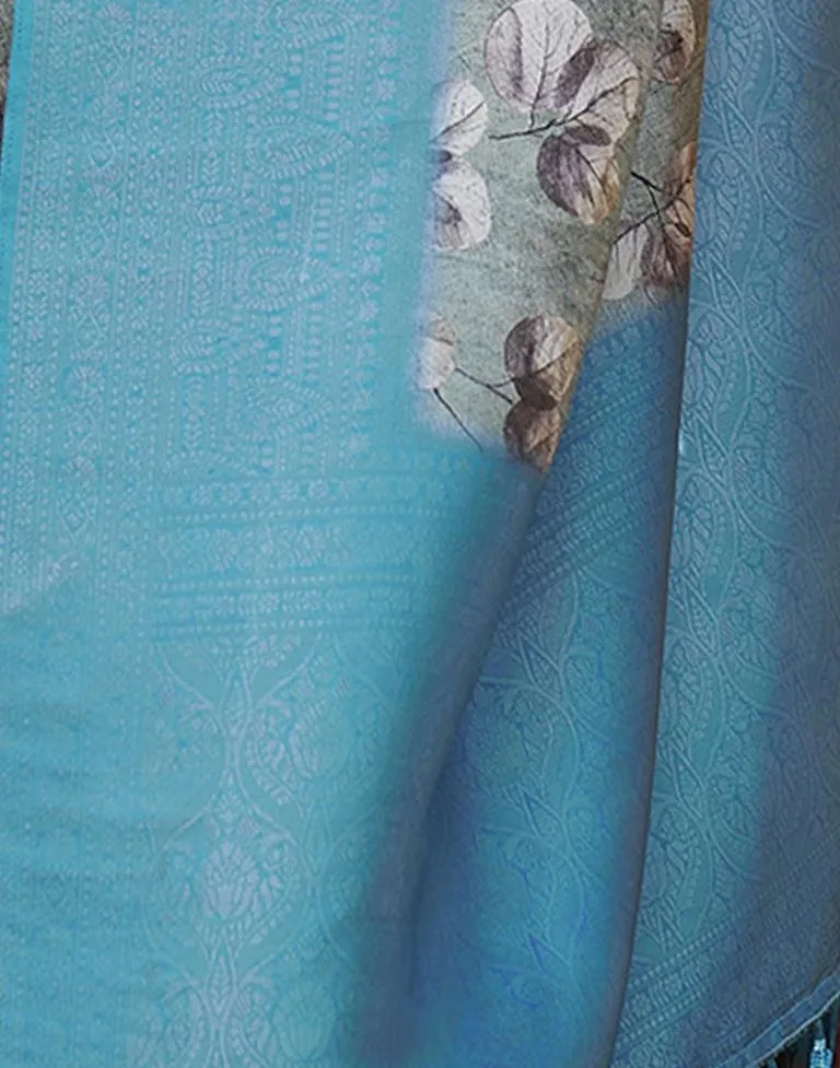 Dusty Green Silk Printed Sarees