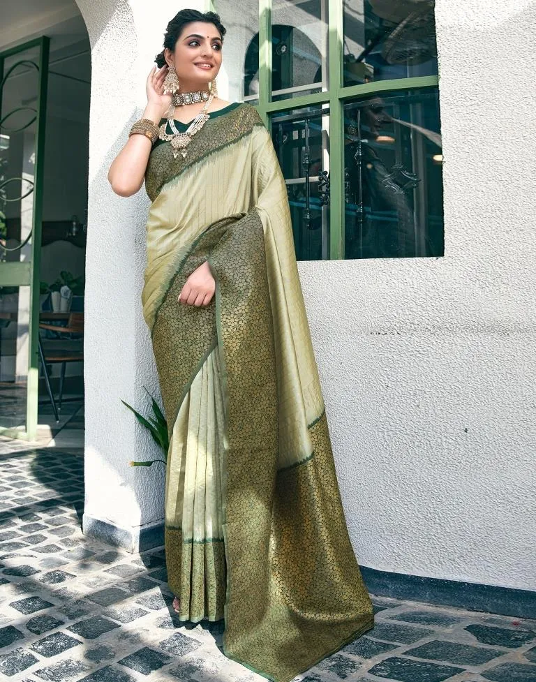 Dusty Green Silk Woven Sarees