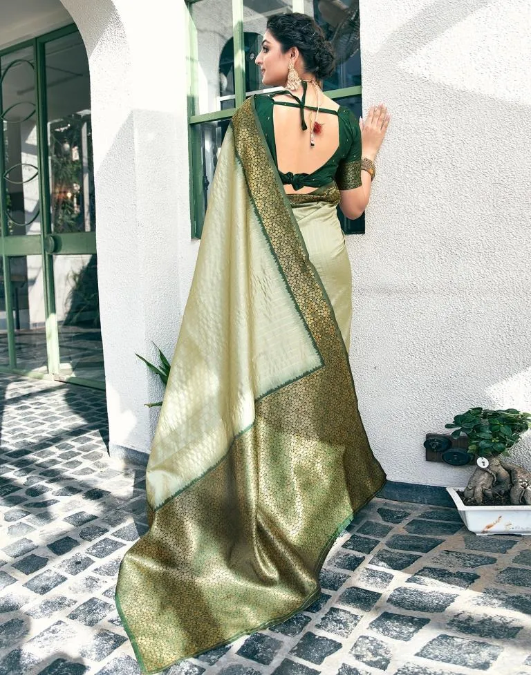 Dusty Green Silk Woven Sarees