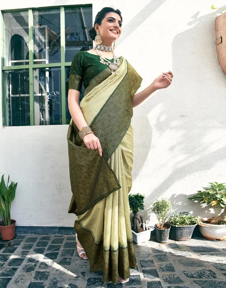 Dusty Green Silk Woven Sarees