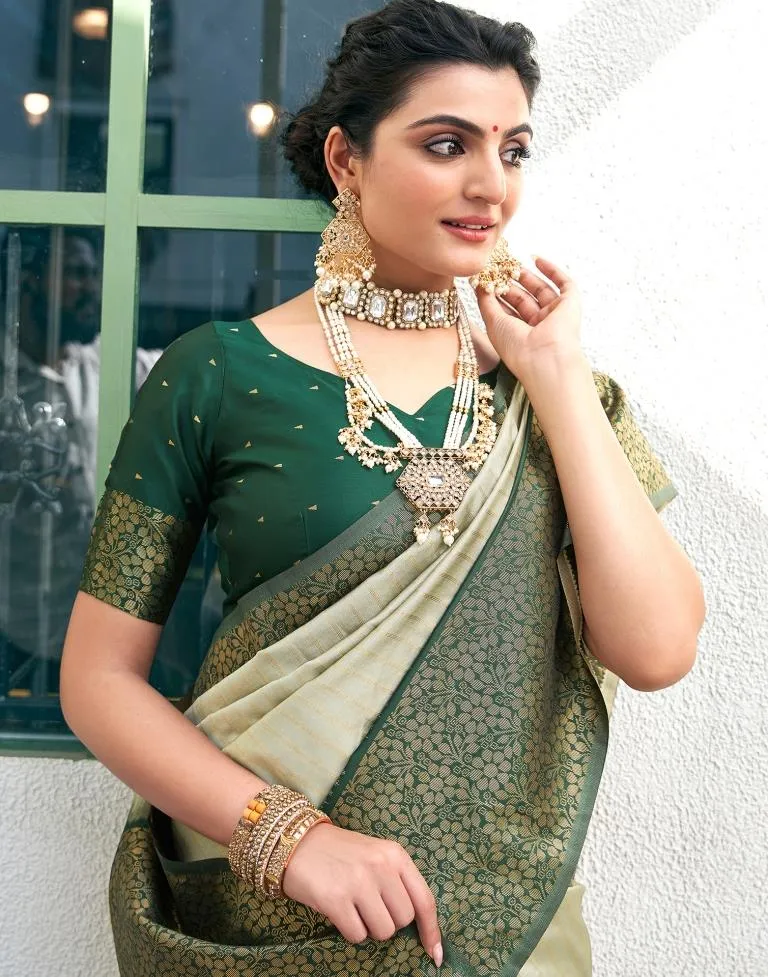 Dusty Green Silk Woven Sarees