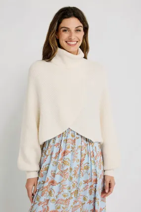 Elan Criss Cross Cropped Turtleneck Sweater