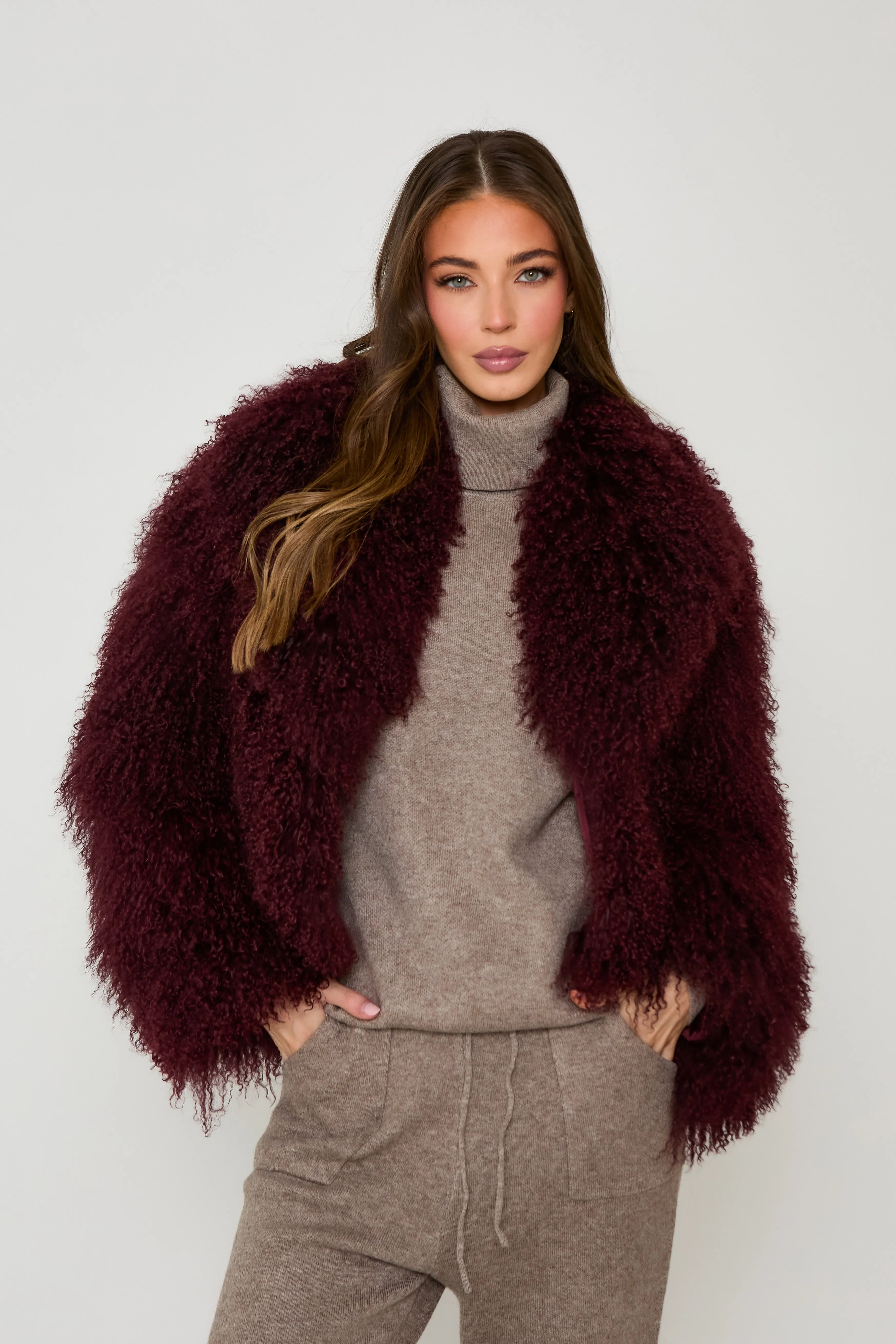 Elsa Cropped Mongolian Fur Coat