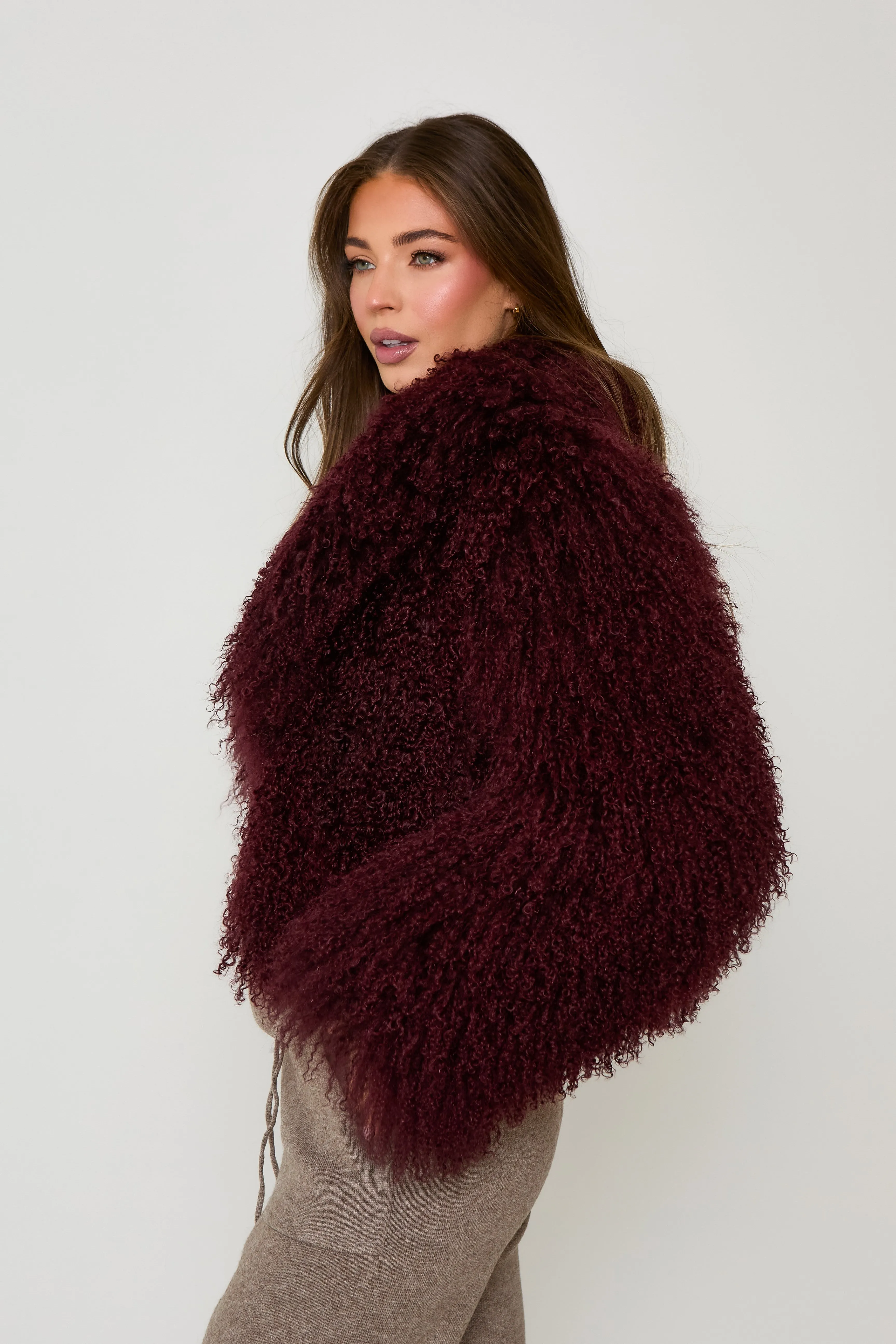 Elsa Cropped Mongolian Fur Coat