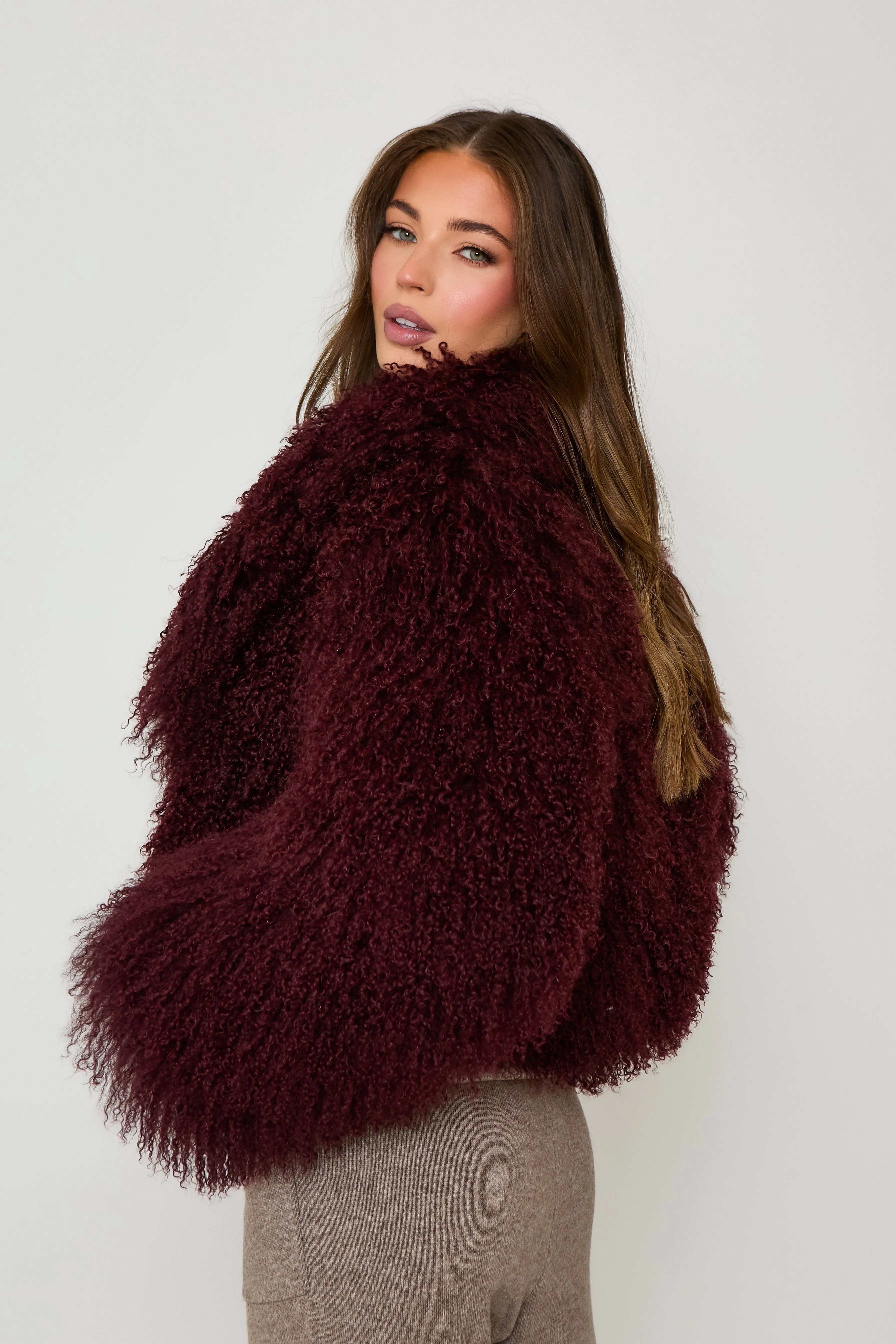 Elsa Cropped Mongolian Fur Coat