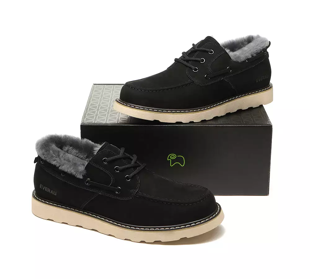 EVERAU Lace Up Sheepskin Casual Men Shoes Trekker