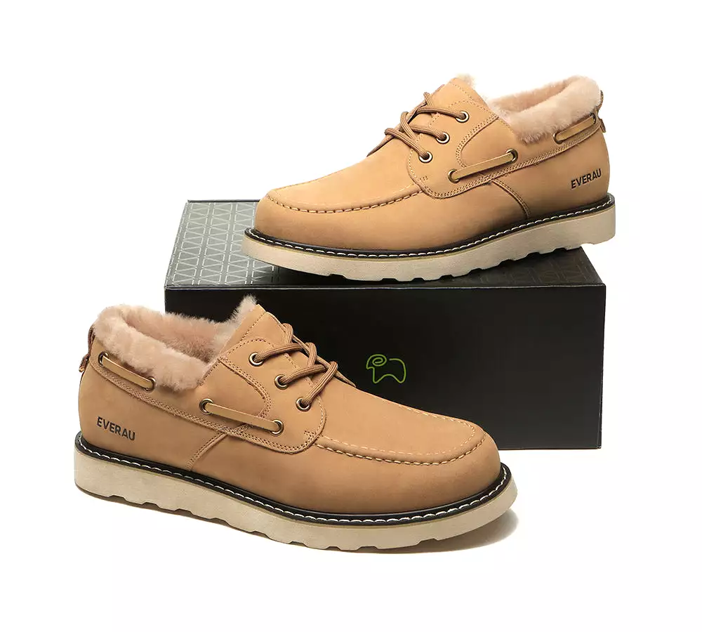 EVERAU Lace Up Sheepskin Casual Men Shoes Trekker