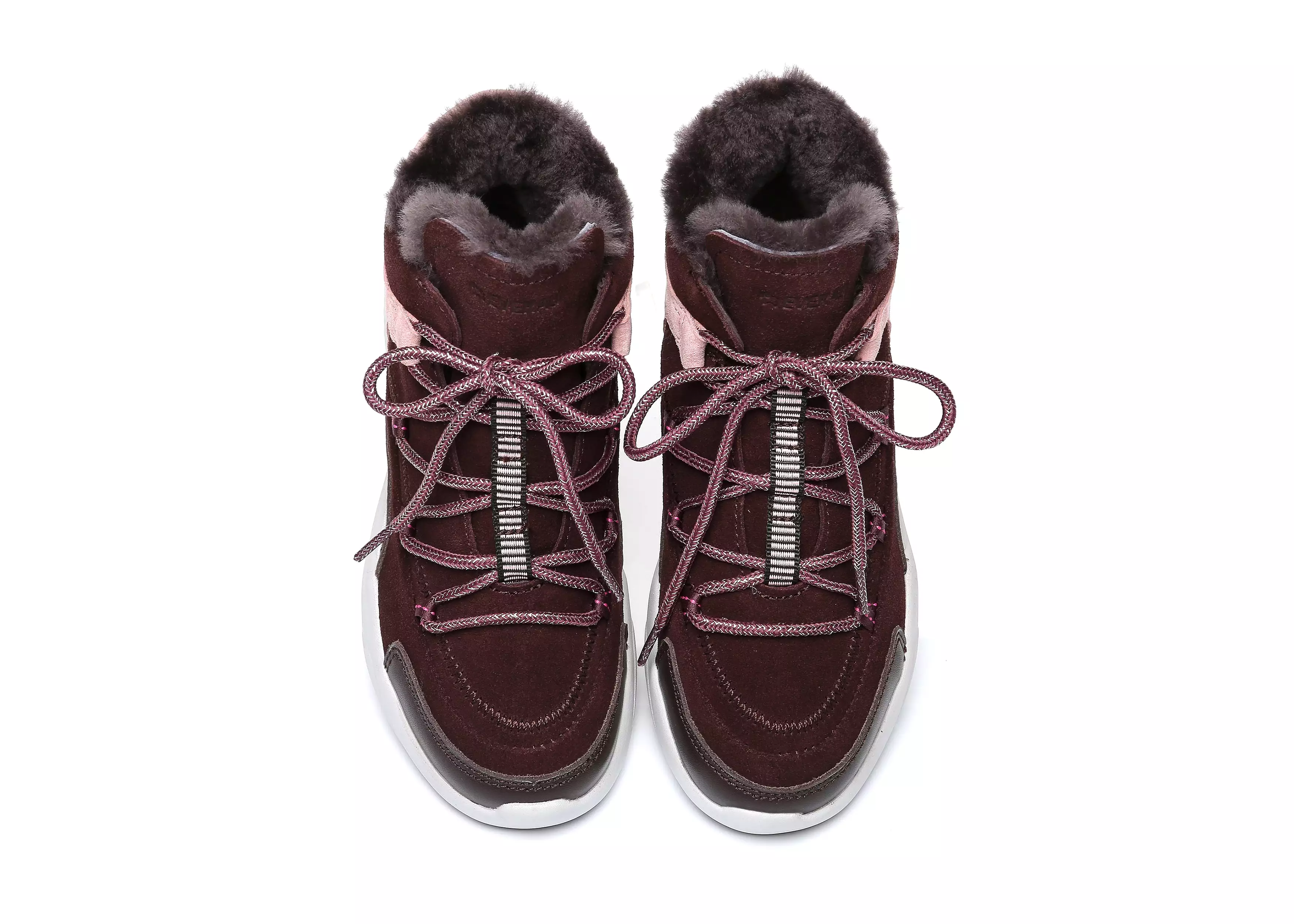 EVERAU Sheepskin Lace-Up Sneakers Women Pink Jelly