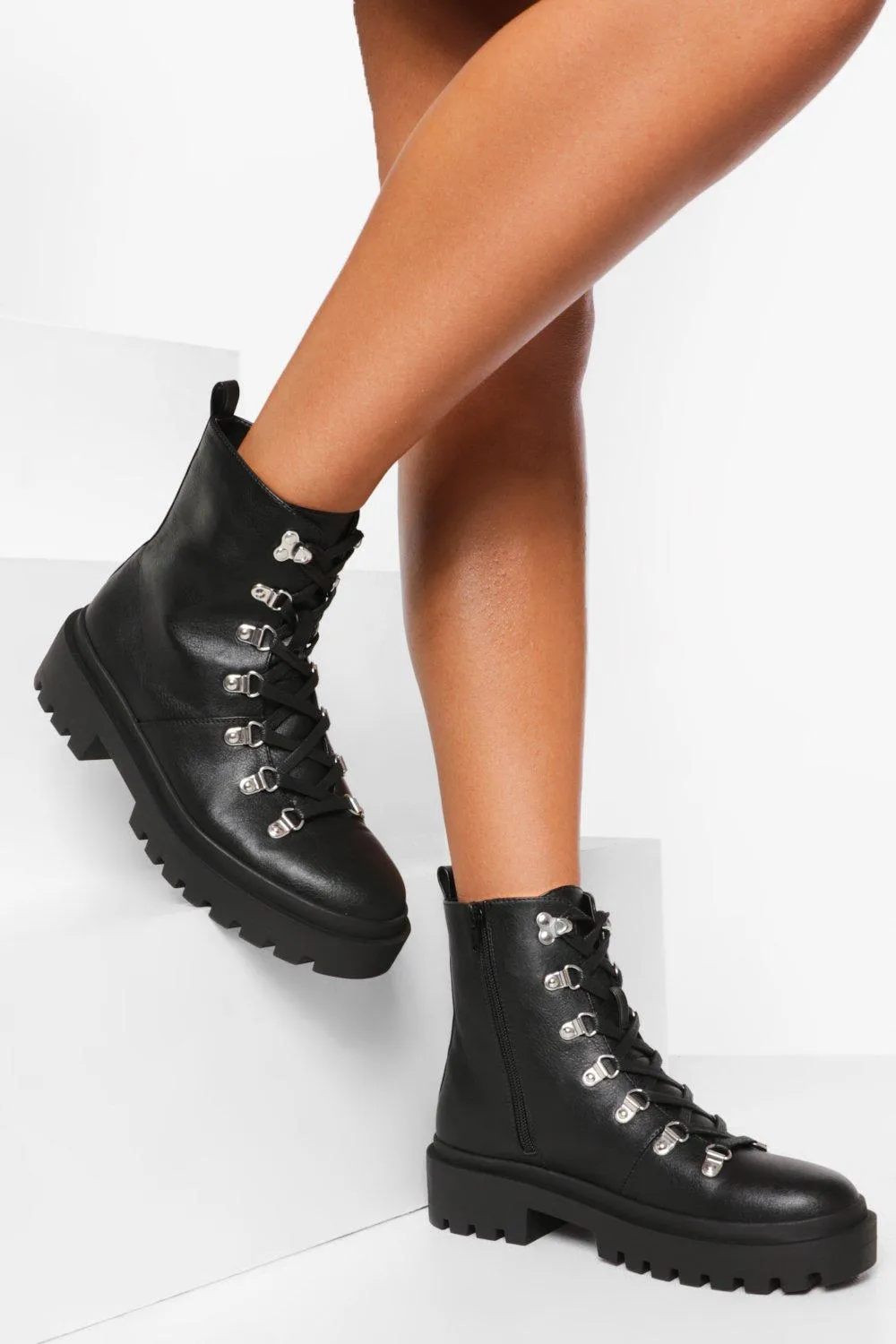 Eyelet Detail Combat Boots