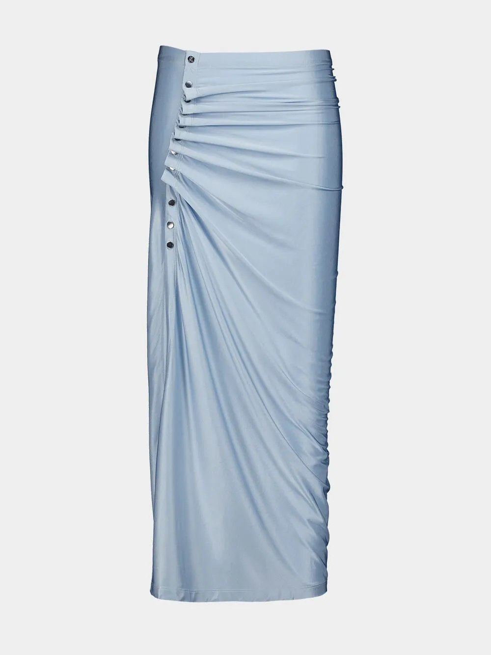 Faded Blue Draped Midi Skirt