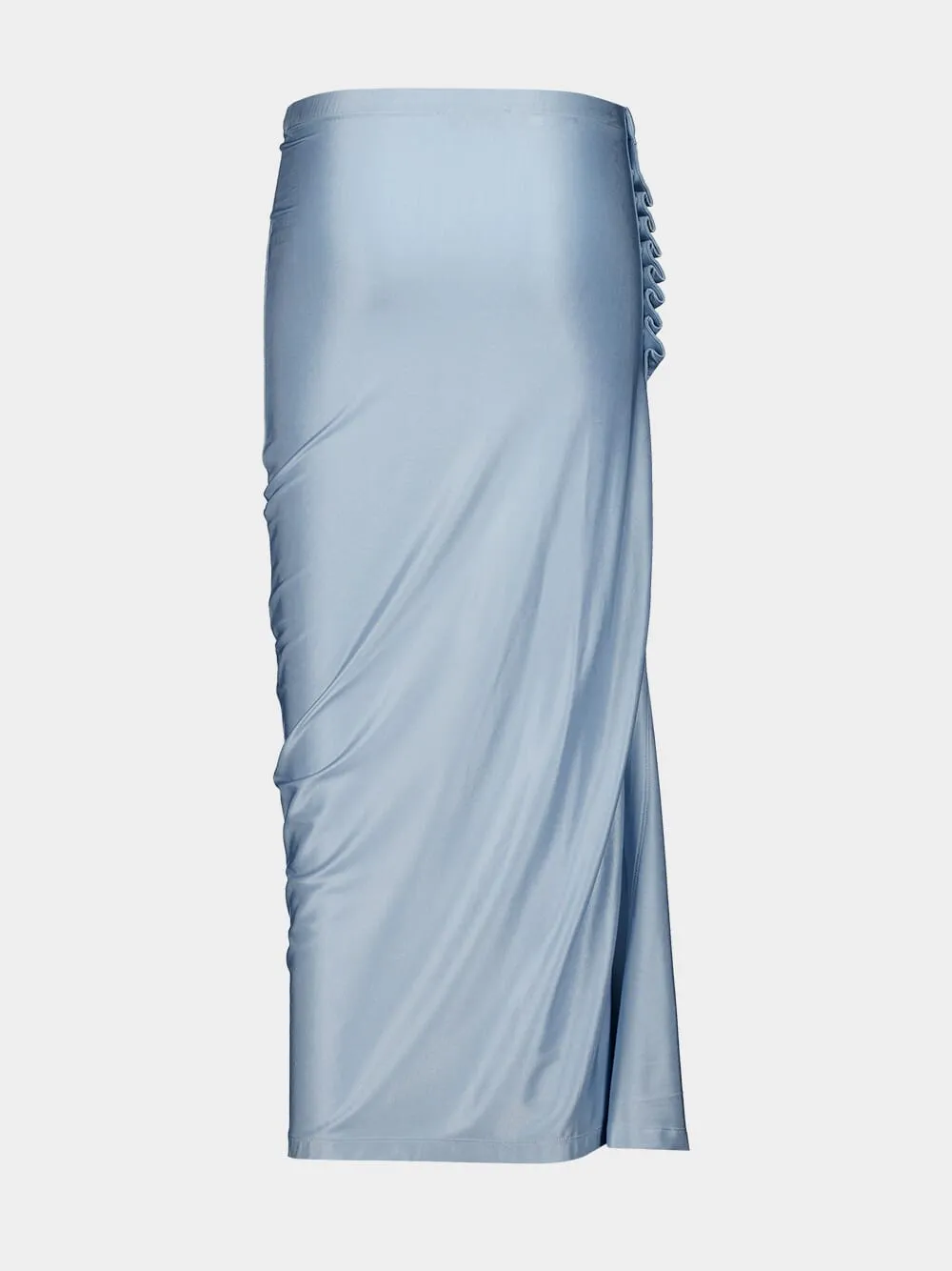 Faded Blue Draped Midi Skirt