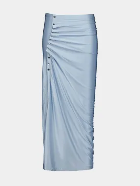 Faded Blue Draped Midi Skirt