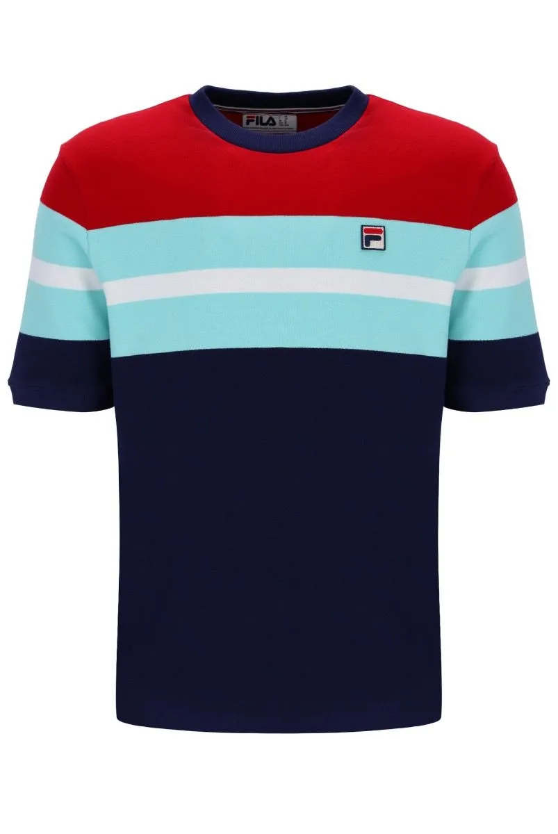 Fila Pedro Colour Blocked Crew Neck T-Shirt Navy/Equestrian