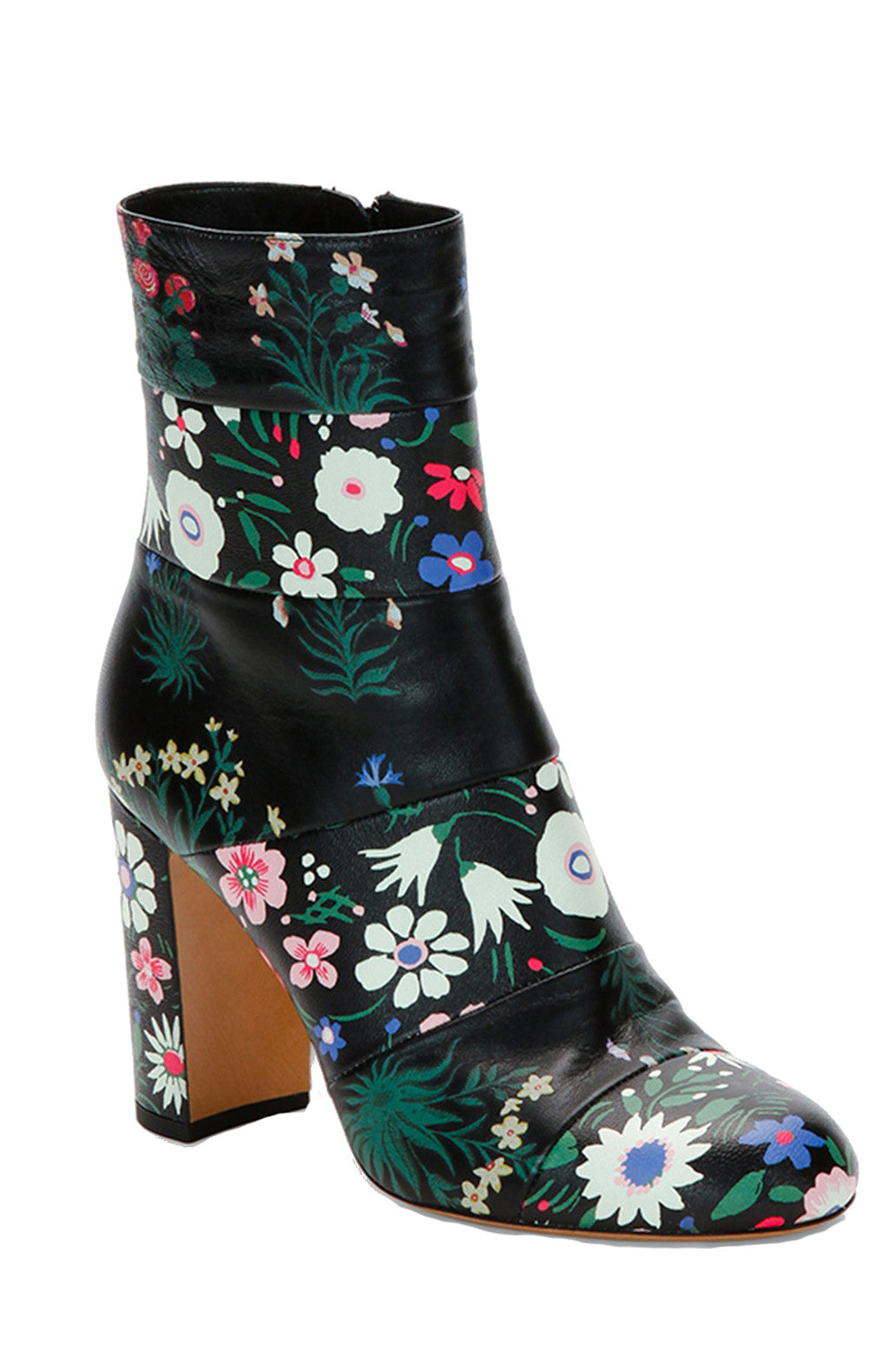 Floral Ankle Boots, Black