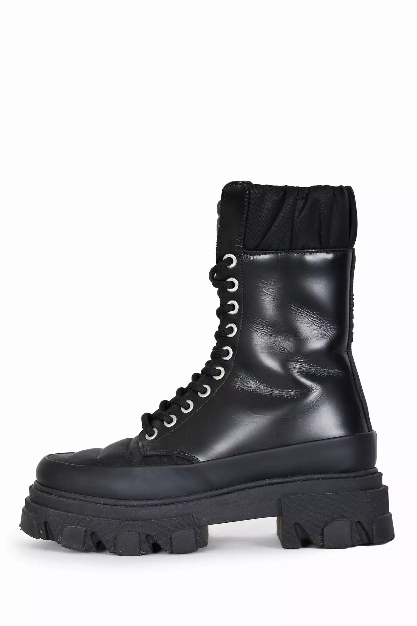 Ganni Black Leather Combat Boots Size 37