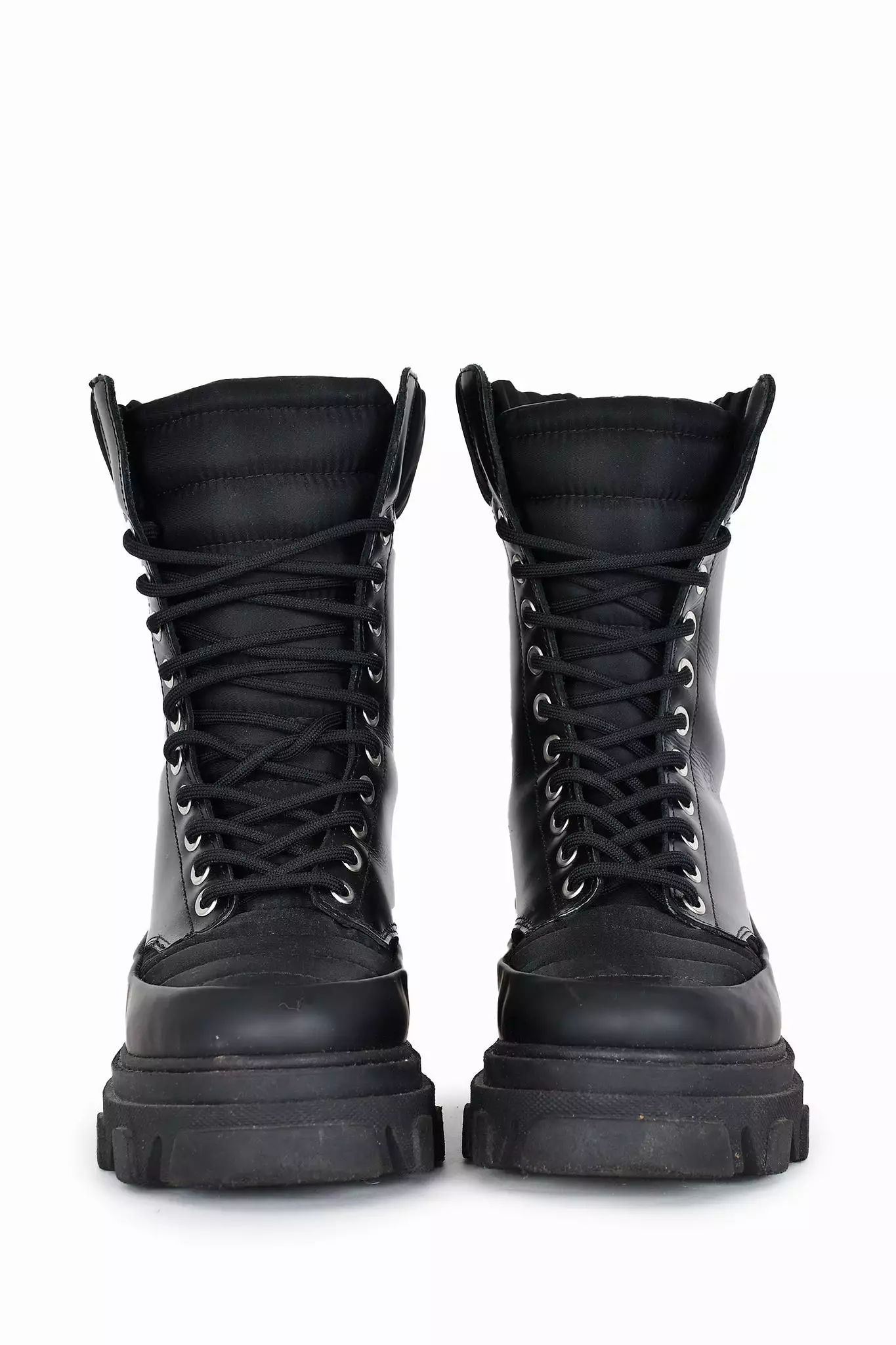 Ganni Black Leather Combat Boots Size 37