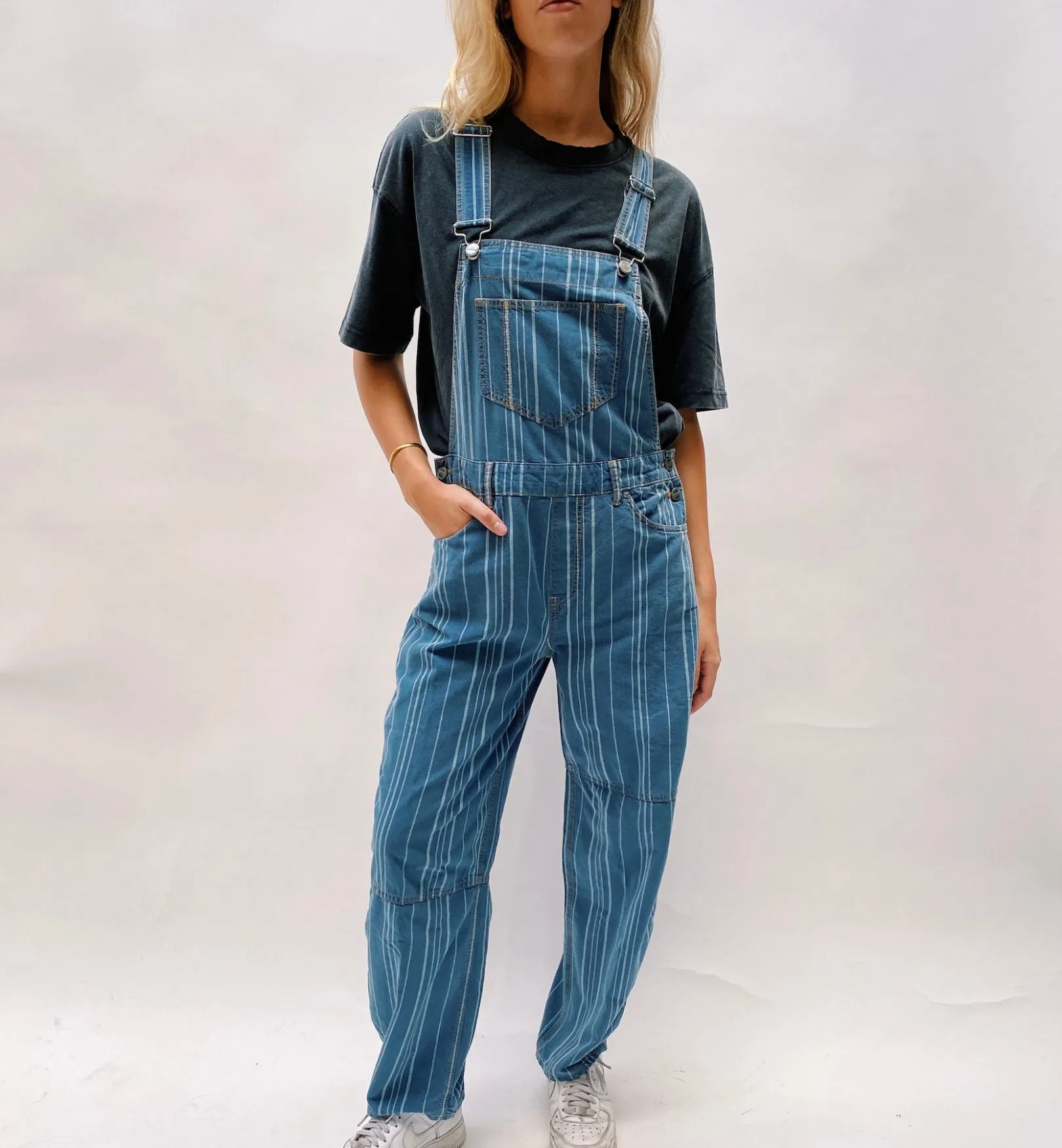 GANNI Stripe Denim Overalls