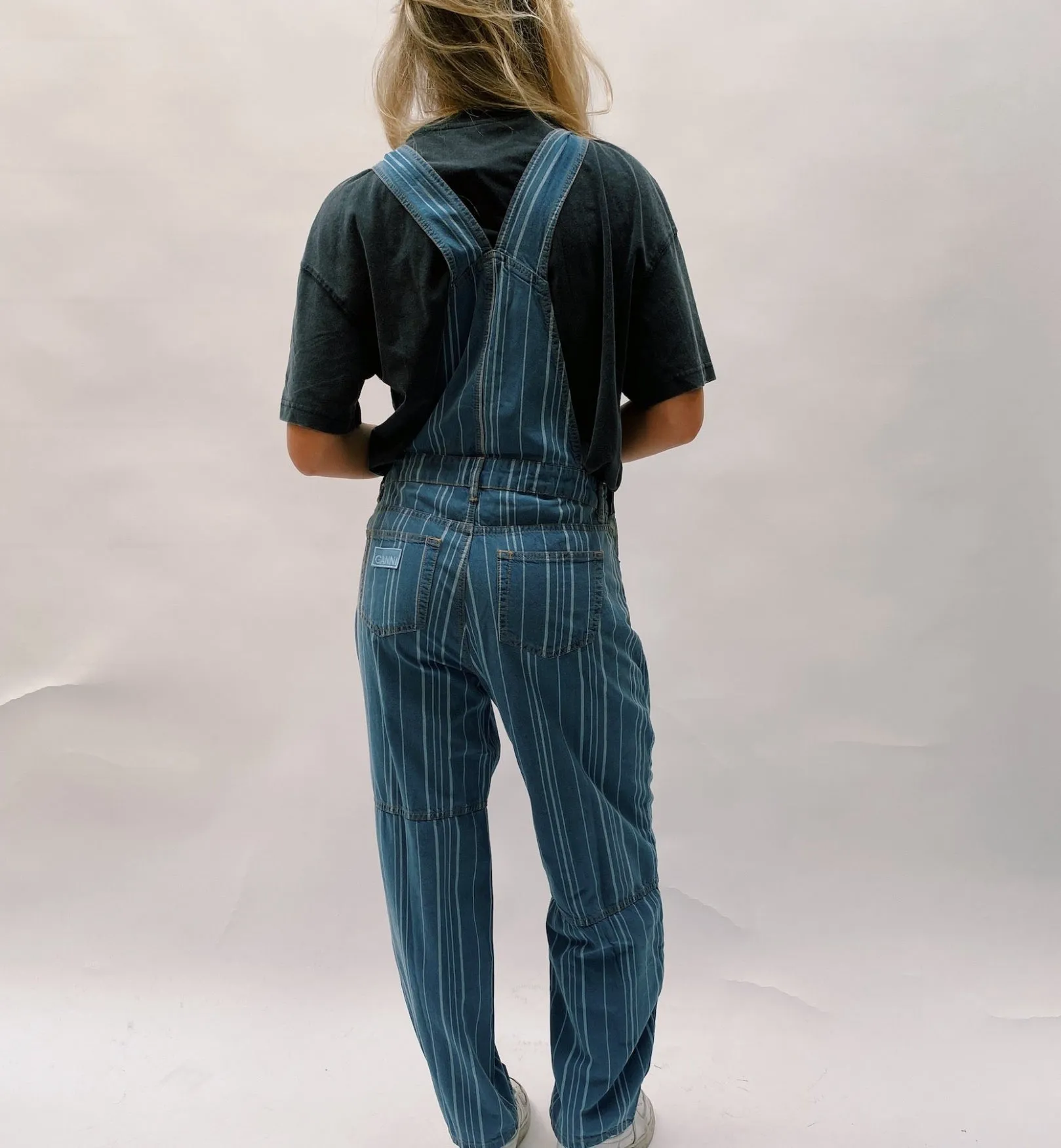 GANNI Stripe Denim Overalls