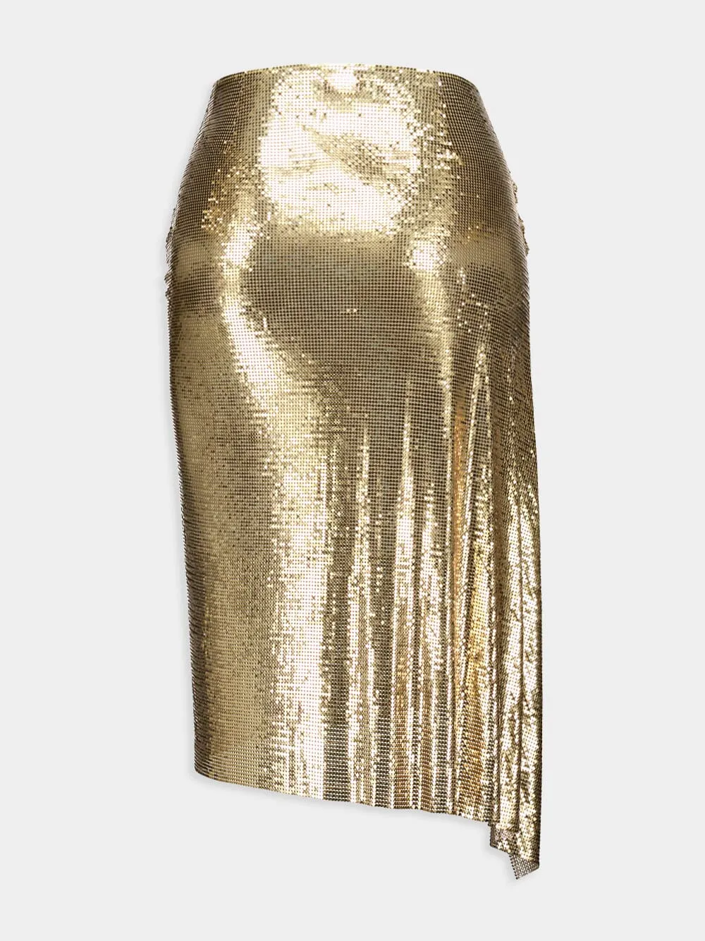 Gold Drapé Pression Chainmail Skirt