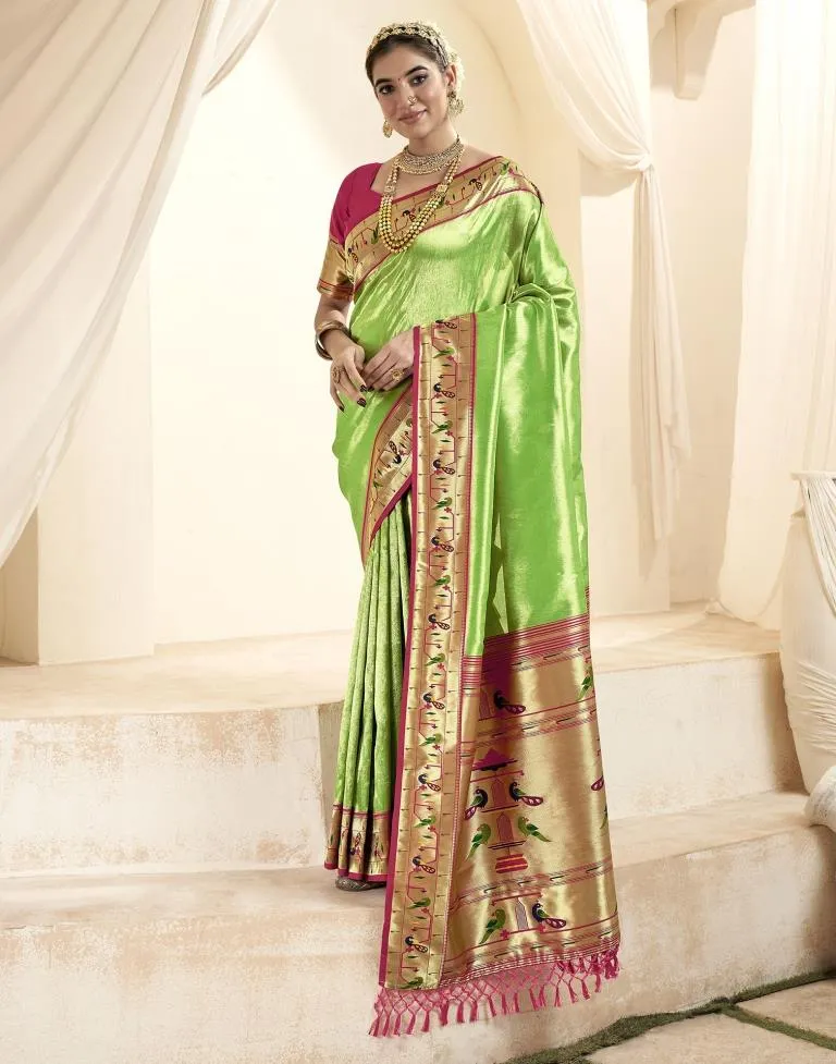 Green Silk Woven Sarees