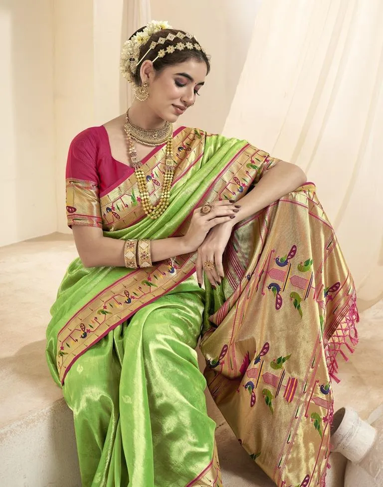 Green Silk Woven Sarees