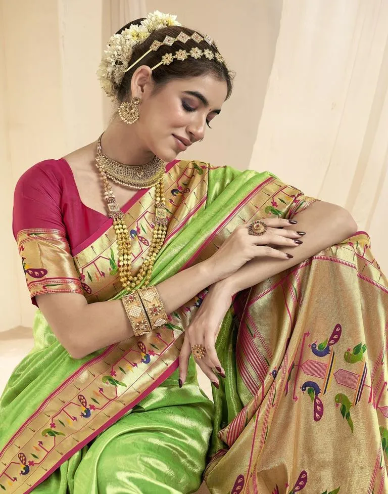 Green Silk Woven Sarees