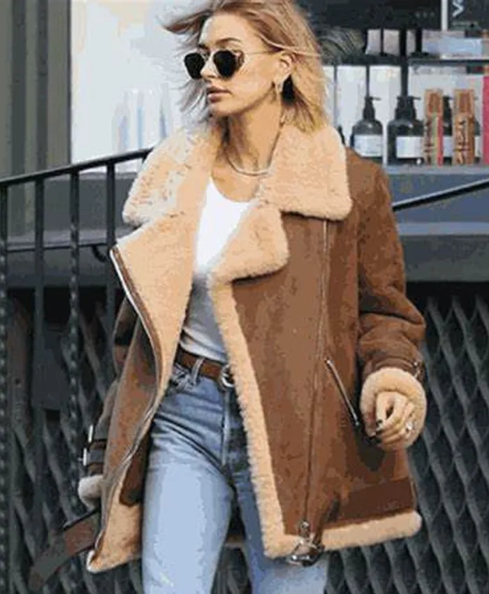 Hailey Baldwin Velocite Brown Leather Jacket | William Jacket