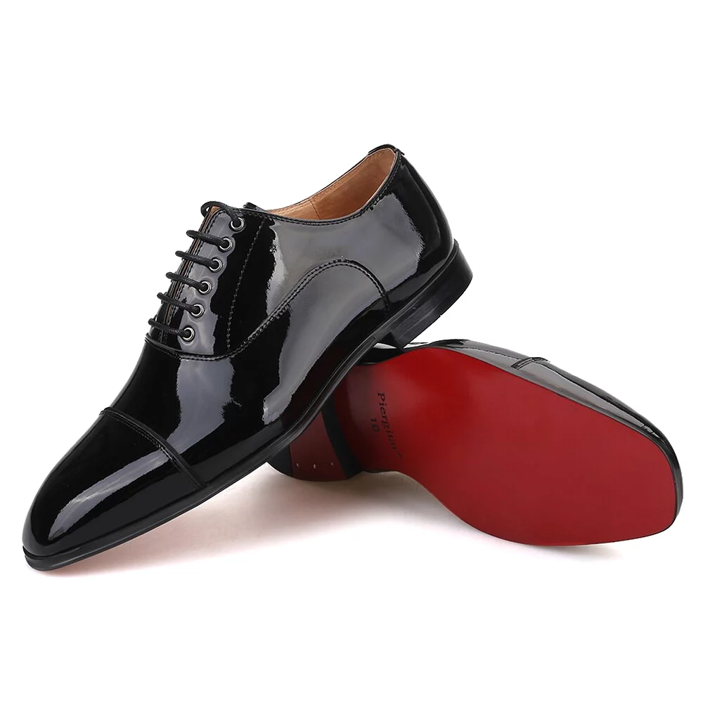 Handmade Black Parent Leather Men Dress Shoes