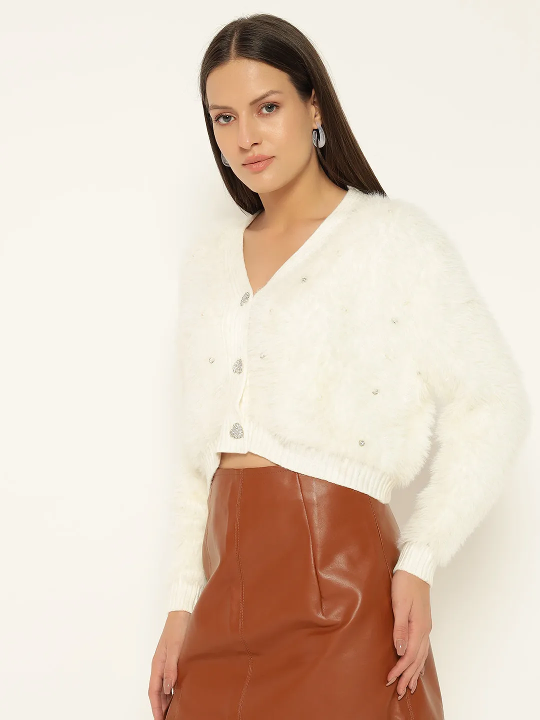 HEARTS FUR SWEATER-BEIGE