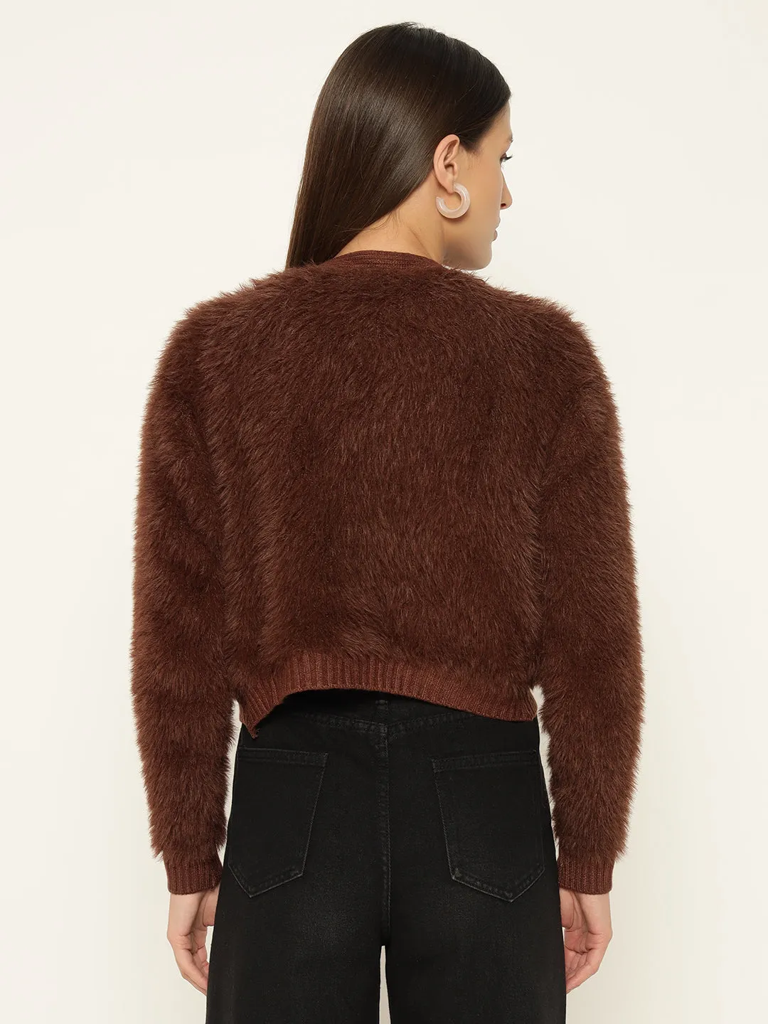 HEARTS FUR SWEATER-BROWN