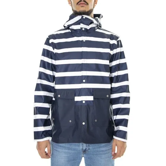 Herschel Mens Rainwear Border Stripe / Peacoat Parka Winter Jacket