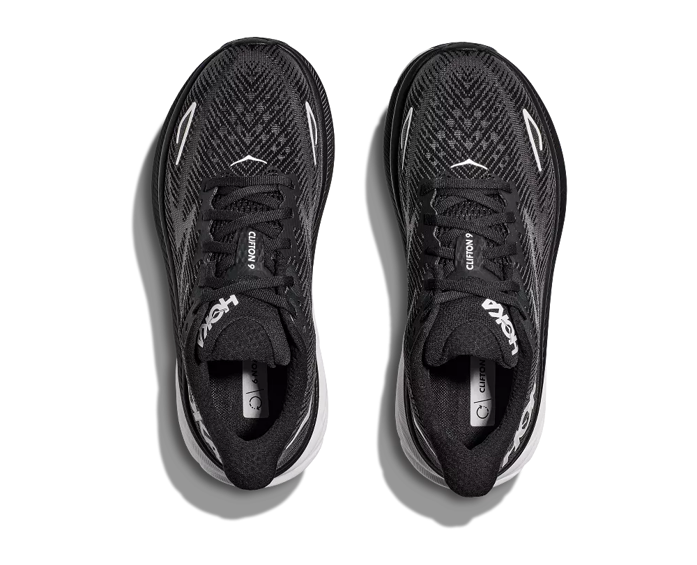 'Hoka' Men's Clifton 9 - Black / White (Wide)