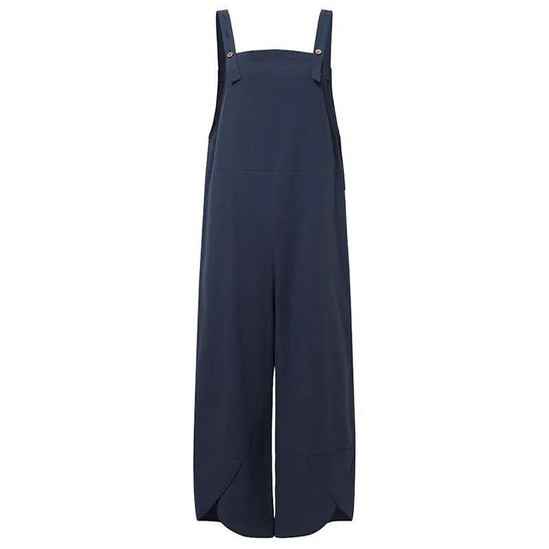 Jumpsuit Solid Color Casual Ninth Overalls