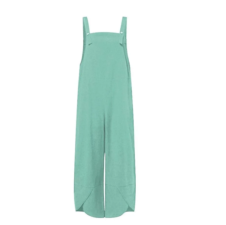 Jumpsuit Solid Color Casual Ninth Overalls